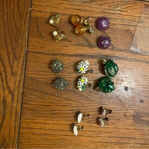 Vintage set of eight clip on earrings